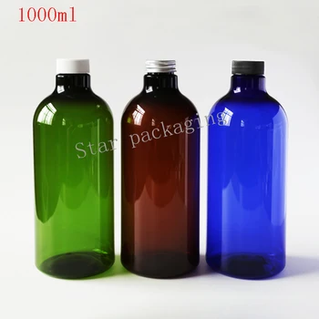 10pcs/veliko 1000ml DIY Amber PET Plastenka, 1 L Big-Zmogljivost Steklenico Z Vijak Zgornji Pokrov, 1000cc Modro Tekočino Steklenico
