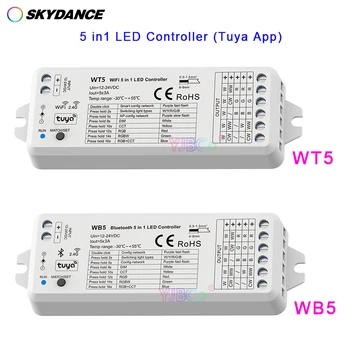 12V 24V DC WiFi/Bluetooth RGB,RGBW,RGBCCT,SCT,Enotni barvni LED trakovi luči 5 v 1 LED krmilnik RF Daljinski,Tuya APP Nadzor