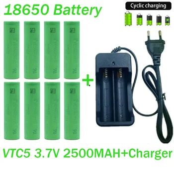 18650 Baterijo Brezplačna Dostava 2023NewBestselling VTC5 Li-ion, 3.7 V 2500MAH+Polnilnik RechargeableBattery Primerna Izvijač Baterije 0