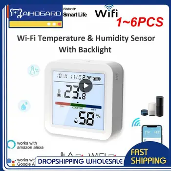 1~6PCS Tuya Smart WIFI Temperature In Vlažnosti Tipalo Sobne Termometer, Higrometer Z LCD Zaslonom Podporo Alexa