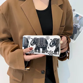 2024 Nove Etnične Slon Natisnjeni Ženske Denarnice Moda Priložnostne Torbici Žensk Multi Card Nič Denarnice 0