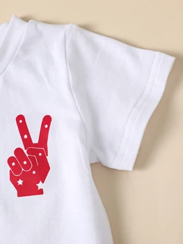 4. julija Baby Boy Oblačila ZDA Pismo Tiskanja, Kontrast, Barve, Posadke Vratu Kratek Rokav Malčka Lepe Majice in kratke Hlače (White A