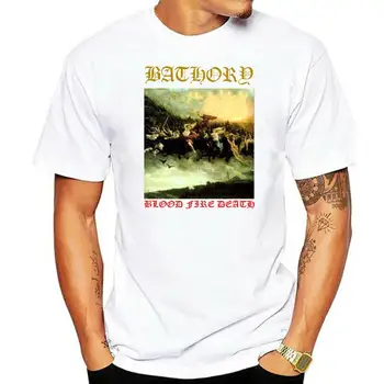 Bathory Blood Fire Death T-shirt Črna Kovinski Koš Vseh Velikosti Vroče Prodaja 100 % Bombažne Majice s kratkimi rokavi Top Tee Natisnjeni Čistega Bombaža