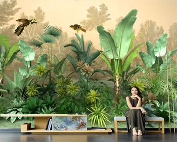 beibehang de papel parede po Meri sodobnega papier peint spalnica, dnevna soba tropskega deževnega gozda rastlin, pokrajino, sliko za ozadje