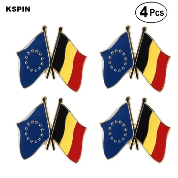EU & Belgija Prijateljstvo Zastavo Pin River Pin Značko Broška Ikone 4pcs