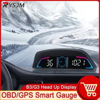 G3 B3 Head Up Display OBD2 GPS Smart Avto HUD Digitalni merilnik Hitrosti, Varnostni Alarm MIN Temperatura Vode merilnik vrtljajev Ure