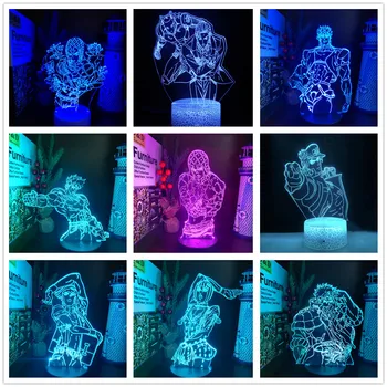 JoJo ' s Bizarre Adventure 3D, Anime Lučka LED Iluzijo Night Light Color Spreminjanje Lampara za Otroke Spalnica Dekor namizne Svetilke