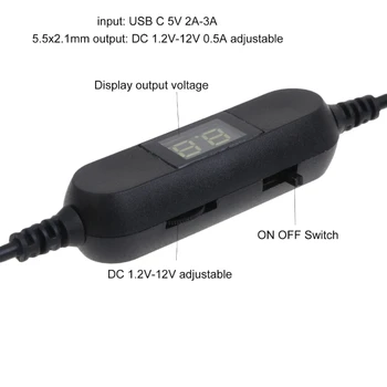 K92F Univerzalni USB C do 2V-12V 5.5x2.1 mm Napajalni Kabel z izhodno napetostjo zaslon za LED Luči, Radio Igrača Sphygmomanometer