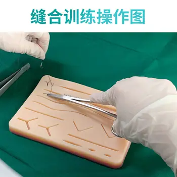 Kirurško Šivanje Sklop Opreme za Medicinske Prakse Študentov za Usposabljanje Kirurška Orodja, Silikona Kože Model Rane učni Pripomočki 0