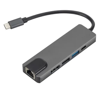 Najboljše Kakovosti 5 V 1 Multi-funkcijski USB-C Moč Dostave Hitro Polnilnik Vrata Razširitveno Postajo priklopite Adapter Brezplačna Dostava