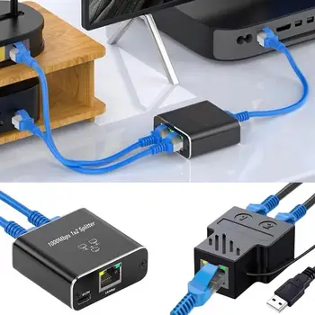Omrežje Distributer U ZELENA RJ45 Splitter 1To2 Gigabit Ethernet Adapter za Internet Omrežni Kabel Podaljšek Priključite Več Naprav,