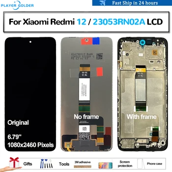 Original Za Xiaomi Redmi 12 23053RN02A Pantalla lcd-Zaslon, občutljiv na Dotik Zaslon Računalnike Skupščine Nadomestni Deli, dodatno Opremo