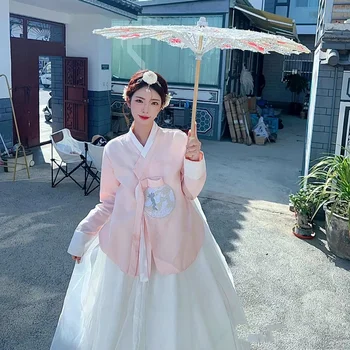 Palača korejski Tradicionalni Kostum za Ženske Elegantne Luksuzni Hanbok Obleka Princess Cosplay Anicent Retro Dolgo Haljo svate