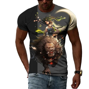 Poletje Fantazija, Animacija za Prosti čas Vzorec moška T-shirt Hip Hop 3D Tiskanja Osebnost Vratu Kratek Rokav Modna Oblačila 0