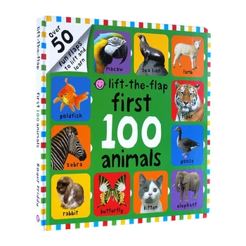 Prvih 100 Živali Dvigalo-V-Loputo, Baby otroških knjig, starih 1 2 3, angleška slikanica 9780312517526