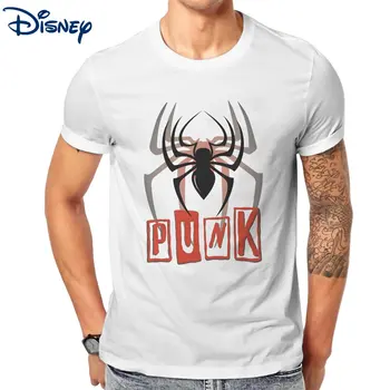 Smešno Disney Pajek Punk Spiderverse Spiderman T-Shirt za Moške Okrogle Ovratnik Bombažne Majice Kratek Rokav Tees Velika Velikost Oblačila 0
