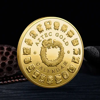 Spominek Kovanec Mehika Mayan Azteški Koledar Umetnosti Prerokovanja Kulture Zlato Zbirateljskih Kovancev