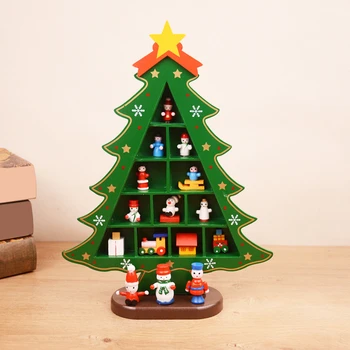 Ustvarjalne Božični Okraski Leseni Zaslon Božično Drevo Scene Postavitev Okraski Tri-dimenzionalni Red Xmas Tabela Namizje