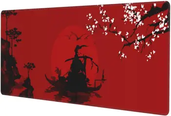 Japonski Češnjev Cvet Samurai Črno Rdeče, Velike Gaming Mouse Pad nedrsečo Gumo Mousepad za Prenosnik Urad za Delo 31,5 X 11.8 V 1