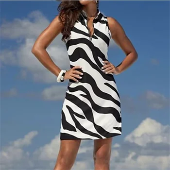 Ženske Poletne Teniški Obleko za Golf Obleko Dihanje Quick Dry Vlago Wicking Obleko brez Rokavov Teniški Obleko Zadrgo Natisnjen 1