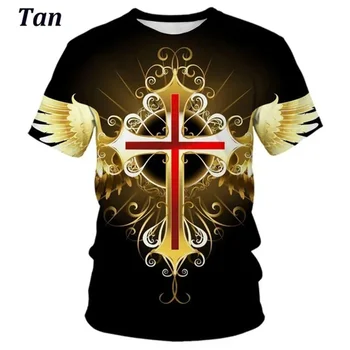 2023 New Cross Moda 3D Vitezov Templjarjev Kul T Shirt Za Moške, O Jezus, Ljubiti Vsakega Kristjana T-shirt Tees Vrhovi Ženske Oblačila 2