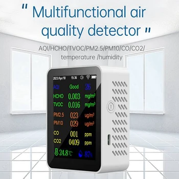 9 V 1 Prenosni Kakovosti Zraka na Meter PM2.5 PM10 CO CO2 TVOC HCHO AQI Temperatura Vlažnost Tester Barvni Zaslon, Enostaven Za Uporabo 2