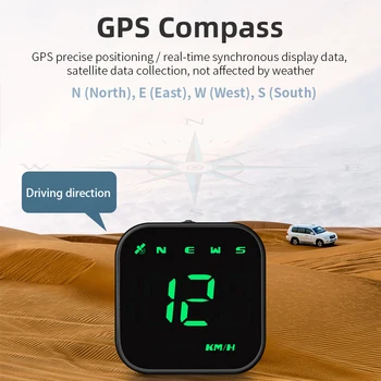 LED HUD G4S prekoračitev hitrosti Alarm Utrujenost Vožnje Opomnik Avto Head Up Display merilnik Hitrosti USB Powered 2.5 Inch z GPS Kompas 2