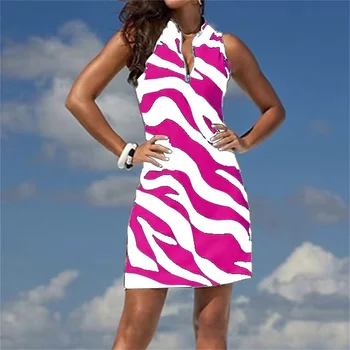 Ženske Poletne Teniški Obleko za Golf Obleko Dihanje Quick Dry Vlago Wicking Obleko brez Rokavov Teniški Obleko Zadrgo Natisnjen 2