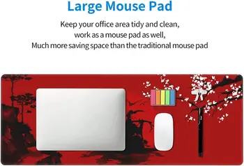 Japonski Češnjev Cvet Samurai Črno Rdeče, Velike Gaming Mouse Pad nedrsečo Gumo Mousepad za Prenosnik Urad za Delo 31,5 X 11.8 V 4