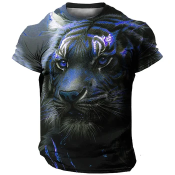 Moda 3D Tiger Tiskanje T Shirt Za Moške Živali Graphic T-Majice Poletje Trend Harajuku Prevelik Kratek Rokav Priložnostne O-vrat Vrhovi 4