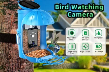 Zunanji Nepremočljiva Smart Video Podajalnik Ptic Fotoaparat 1080P HD Wildlife Gazebo Hranjenje Blaga Ptica Dodatki s solarnimi 4